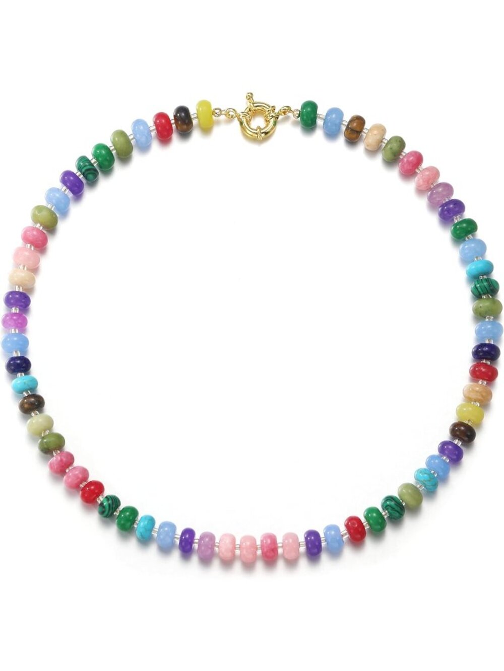 Women's Colourfull Beaded Gold Choker Necklace Boho Summer Beach Jewelry
